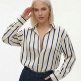 Delaney | Women Blouse With Satin Stripe Design