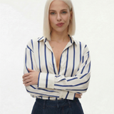 Delaney | Women Blouse With Satin Stripe Design