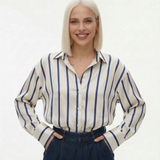Delaney | Women Blouse With Satin Stripe Design