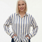 Delaney | Women Blouse With Satin Stripe Design