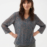 Kaien | Women Blouse with Linen and Wrap Style Relaxed Sleeve