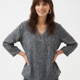 Kaien | Women Blouse with Linen and Wrap Style Relaxed Sleeve
