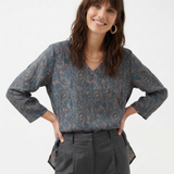 Kaien | Women Blouse with Linen and Wrap Style Relaxed Sleeve