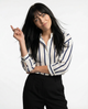 Maren | Women Blouse With Satin Stripe Design