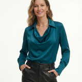 Avery | Women Top With DrapedCowl PolyesterSilk