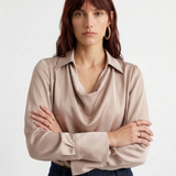 Avery | Women Top With DrapedCowl PolyesterSilk