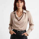 Avery | Women Top With DrapedCowl PolyesterSilk