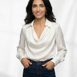 Avery | Women Top With DrapedCowl PolyesterSilk