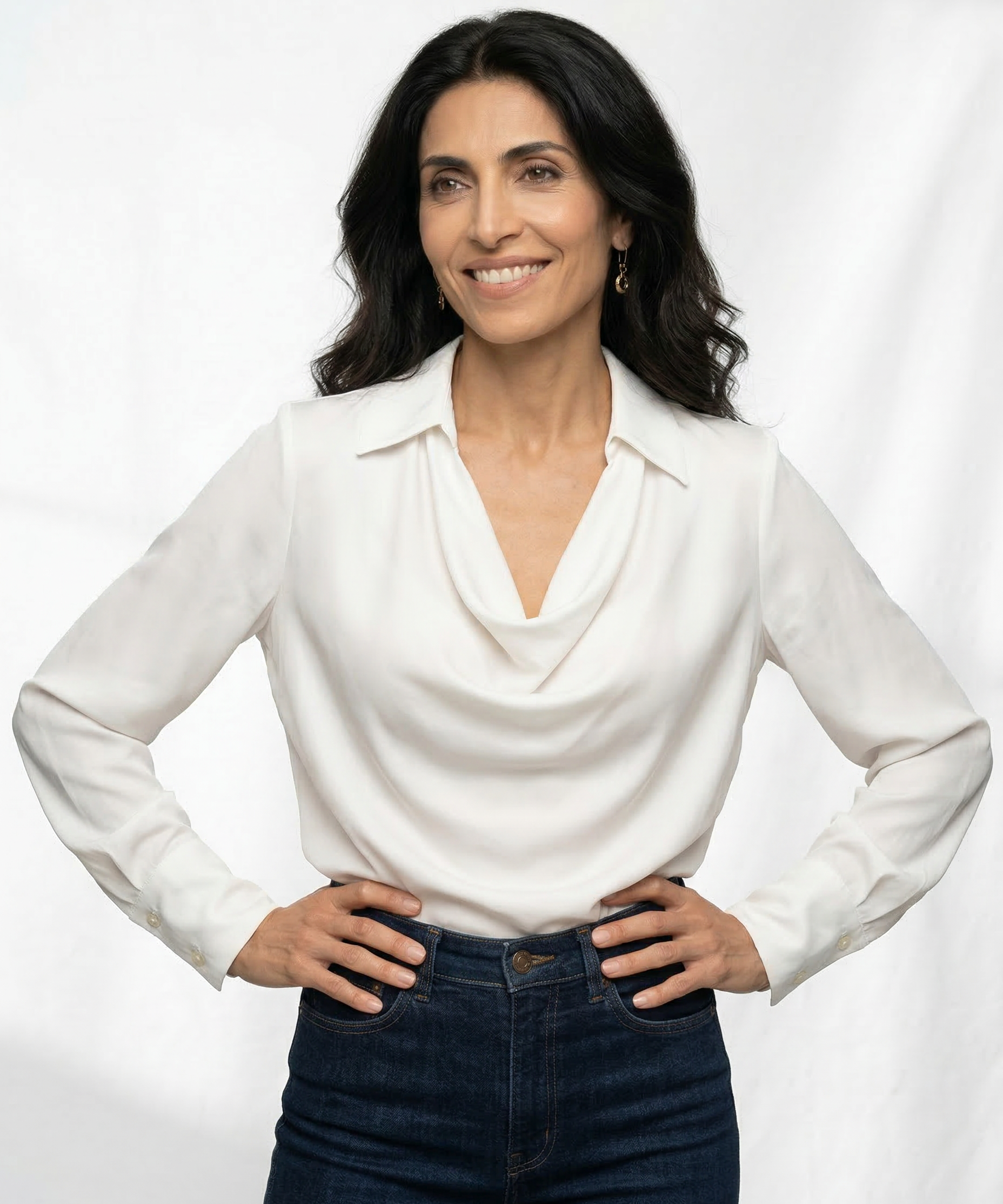 Avery | Women Top With DrapedCowl PolyesterSilk