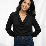 Avery | Women Top With DrapedCowl PolyesterSilk