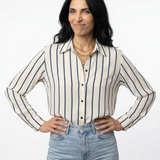 Penelope | Women Shirt With Striped Button Up