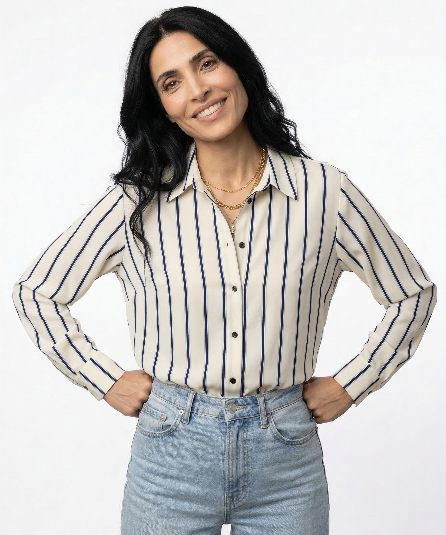 Penelope | Women Shirt With Striped Button Up