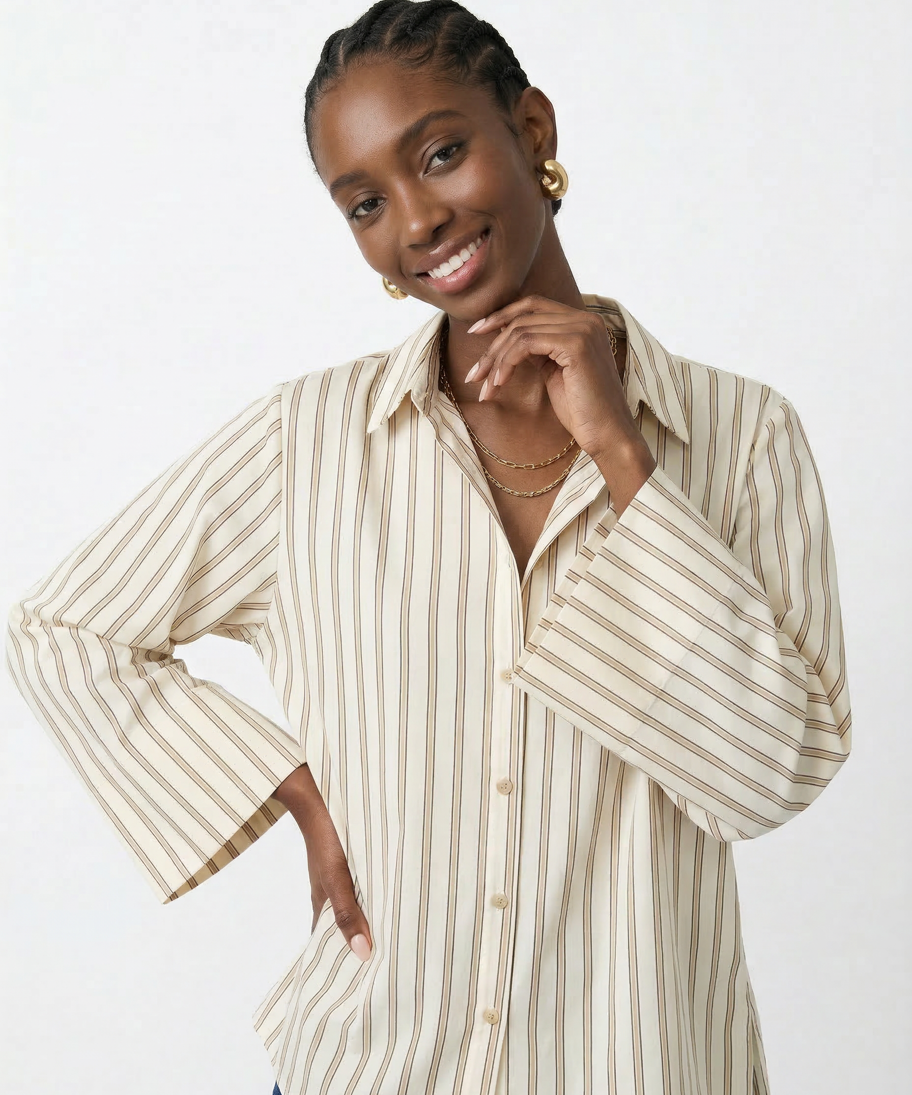Penelope | Women Shirt With Striped Button Up