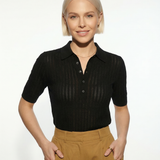 Amy | Women Polo Top with Breathable Stretch Fabric and Button-Collar