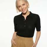 Amy | Women Polo Top with Breathable Stretch Fabric and Button-Collar