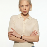 Amy | Women Polo Top with Breathable Stretch Fabric and Button-Collar