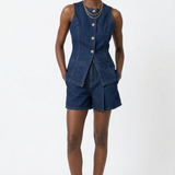 Reagan | Women's Denim Set with Vest and Wide Shorts