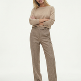 Vivian | Women's Wool Blend Straight Leg Trousers with High Waist