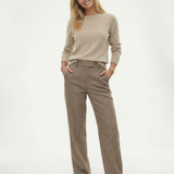 Vivian | Women's Wool Blend Straight Leg Trousers with High Waist