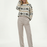 Vivian | Women's Wool Blend Straight Leg Trousers with High Waist