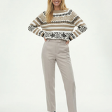 Vivian | Women's Wool Blend Straight Leg Trousers with High Waist