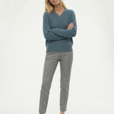 Vivian | Women's Wool Blend Straight Leg Trousers with High Waist