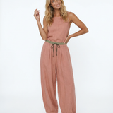 Éline | Women's Linen Tapered Pants with High Stretch Waist