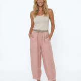 Éline | Women's Linen Tapered Pants with High Stretch Waist