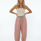 Éline | Women's Linen Tapered Pants with High Stretch Waist