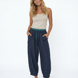 Éline | Women's Linen Tapered Pants with High Stretch Waist