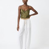Éline | Women's Linen Tapered Pants with High Stretch Waist