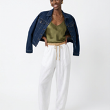 Éline | Women's Linen Tapered Pants with High Stretch Waist