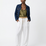 Éline | Women's Linen Tapered Pants with High Stretch Waist