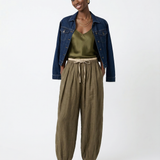 Éline | Women's Linen Tapered Pants with High Stretch Waist