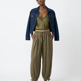 Éline | Women's Linen Tapered Pants with High Stretch Waist