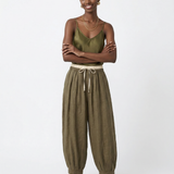 Éline | Women's Linen Tapered Pants with High Stretch Waist