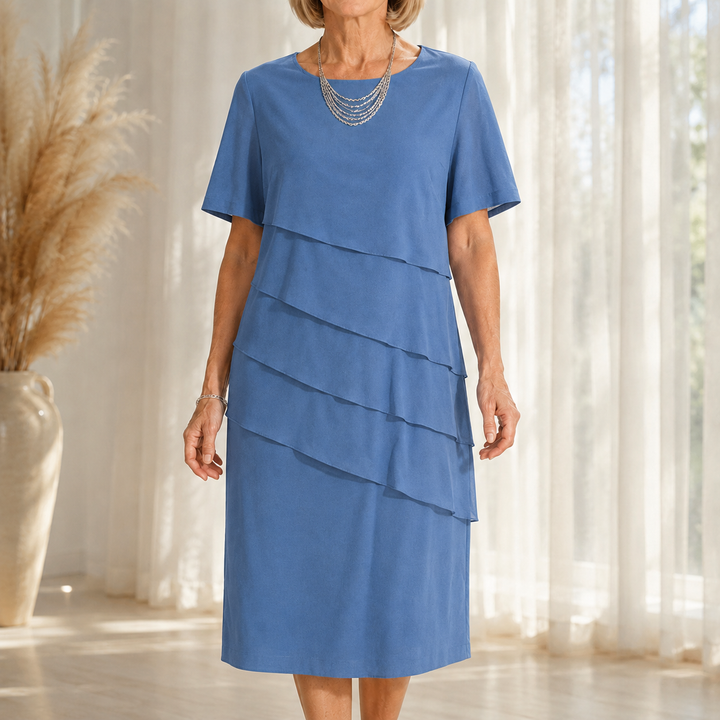 Florenza – Tiered Chiffon-like Midi Dress for Weddings and Events