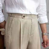 William | Men's Linen Trousers with Pleats and Pockets