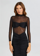 Bianca | Women's Sheer Ruched Midi Dress with Slim Fit Silhouette