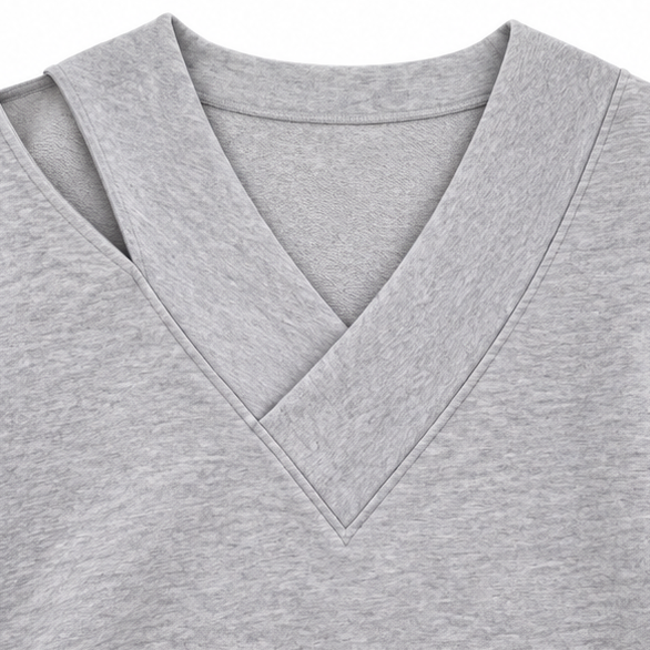 Slouvia – Asymmetric Cutout Shoulder Oversized Sweatshirt