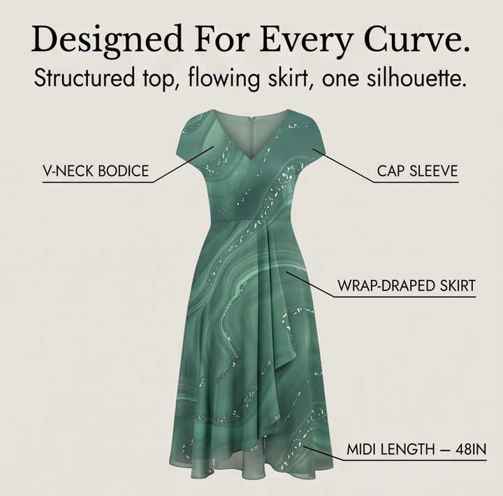 Osyla – Women's Flowing Marbled Midi Dress