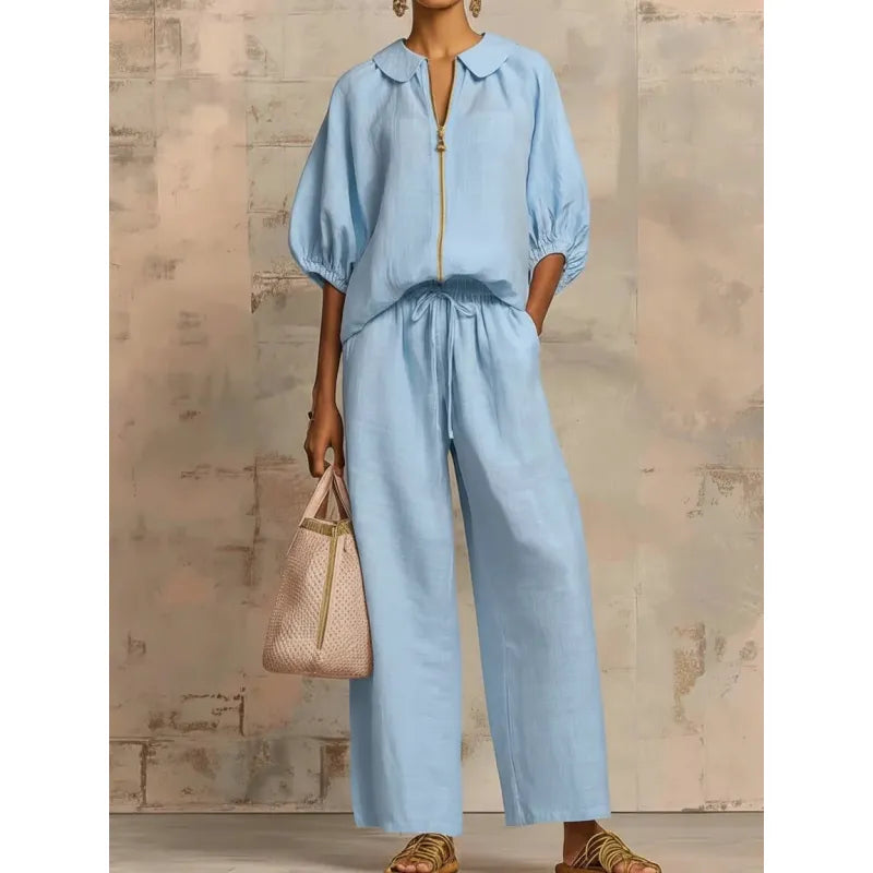Amelia | Women's Pants Set with Zipper and Drawstring