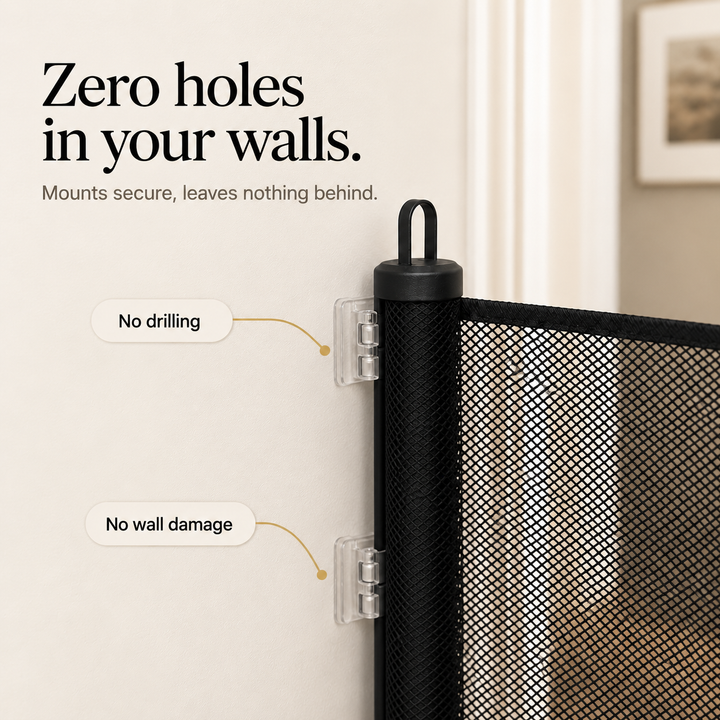 NoDrill Gate – Retractable Mesh Safety Gate