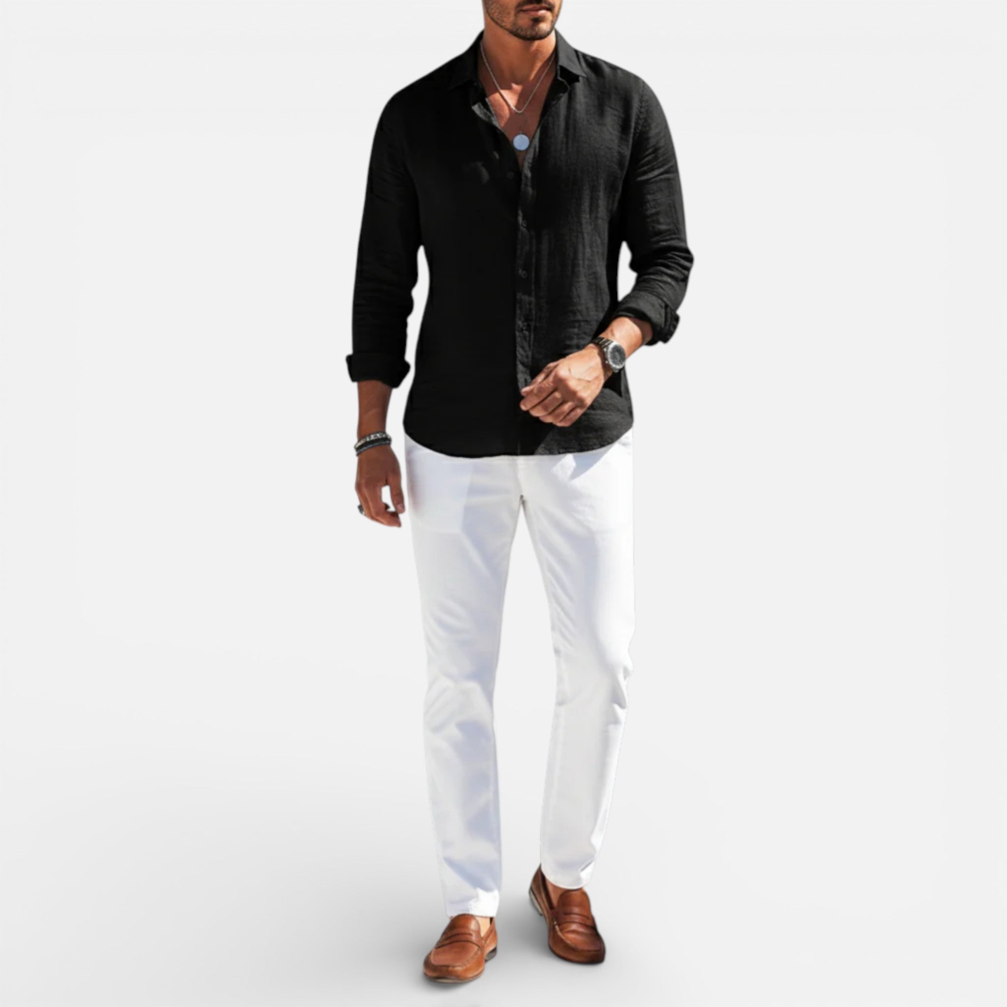 Men’s Breathable Linen Button-Up