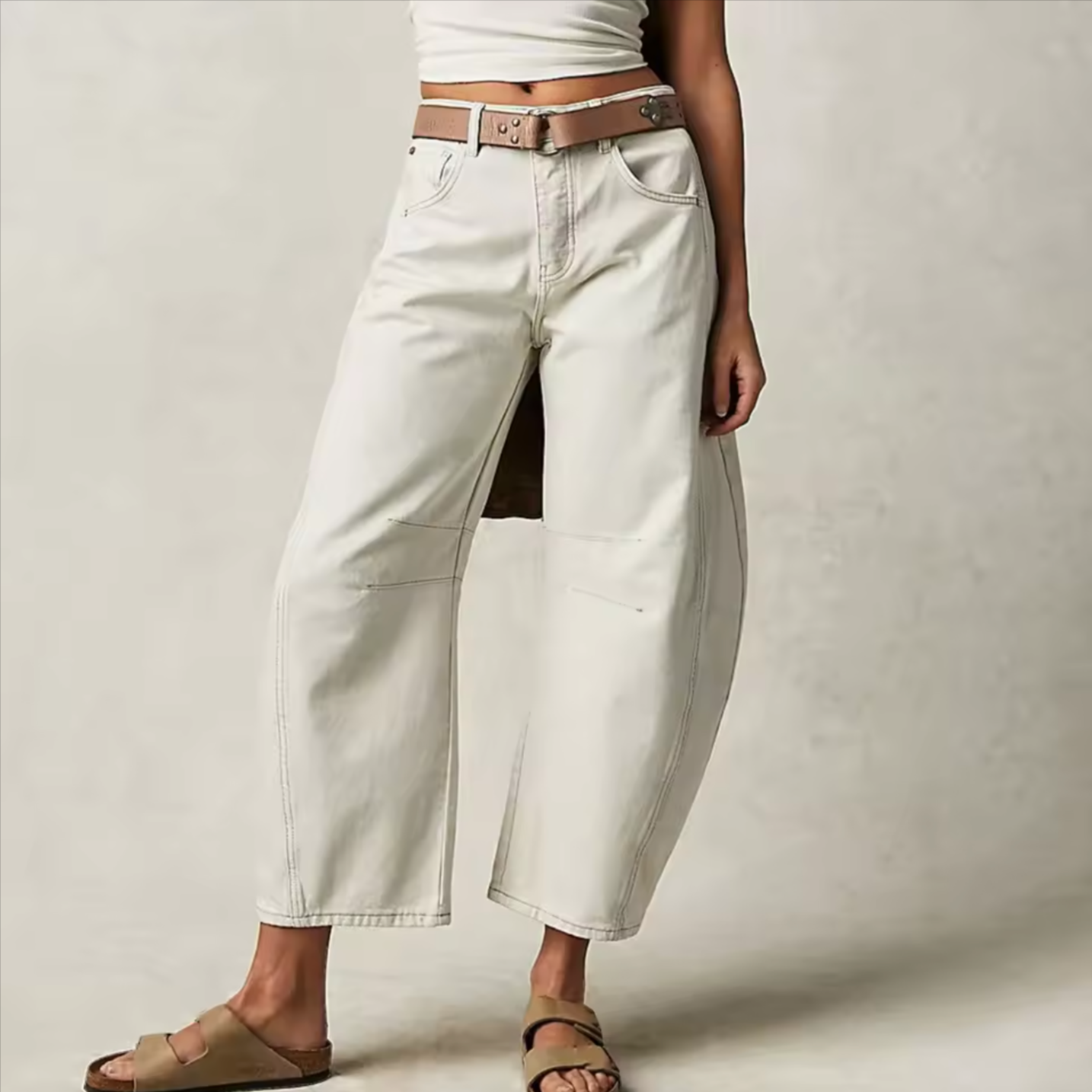 Arabella | Women's Mid Waist Wide Leg Jeans with Ankle Length