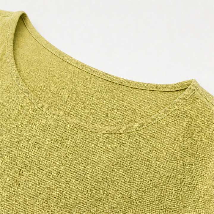 Effortlane – Asymmetric Hem Cotton-Linen Look Tunic Set