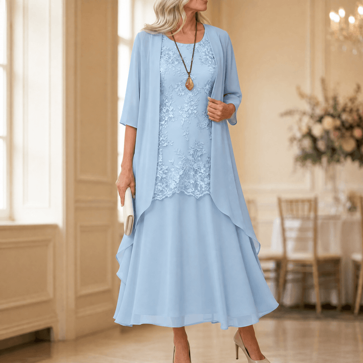 Florenza – Women's Elegant Lace and Chiffon Dress Set