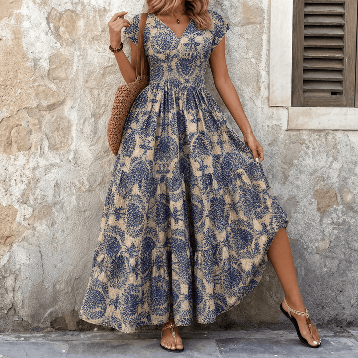 Florenza – Women's Smocked Floral Maxi Dress