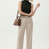 Annabelle | Women's High Waist Wide Leg Wool Blend Trousers
