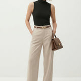 Annabelle | Women's High Waist Wide Leg Wool Blend Trousers